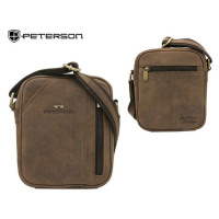 Moderní tmavě hnědá kožená taška Peterson
