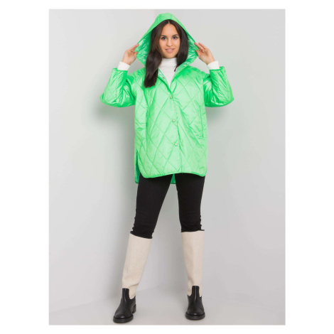 Dámská prošívaná bunda s kapucí Selah - fluo zelená Fashionhunters