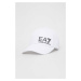 Bavlněná baseballová čepice EA7 Emporio Armani bílá barva, s potiskem