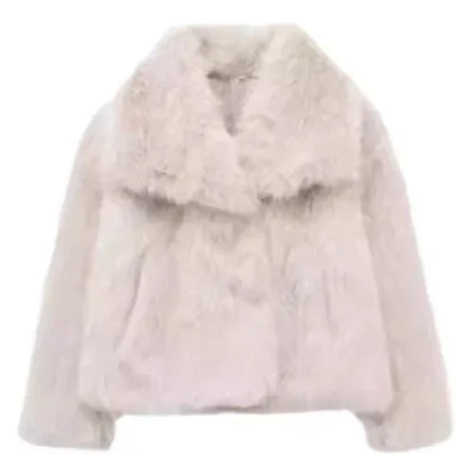 Dámská huňatá bunda z umělé kožešiny