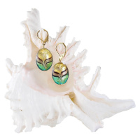 Lampglas Elegantní náušnice Green Sea World z perel Lampglas s 24karátovým zlatem EP26