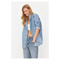 Trendyol Blue Oversize Blazer Denim Jacket