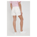 Bavlněné šortky Polo Ralph Lauren dámské, bílá barva, hladké, high waist