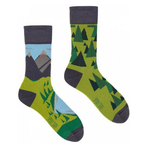 Šedo-zelené ponožky Spox Sox Over the hills