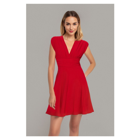 Trendyol Red Straight Skater Sleeveless Skater/Waist Opening Flexible Sandy Mini Dress