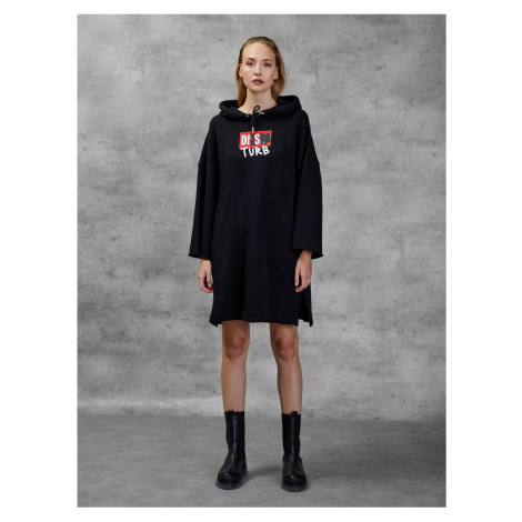 Černé dámské oversize mikinové šaty s kapucí Diesel