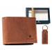Dárková sada: malá, kožená pánská peněženka a klíčenka