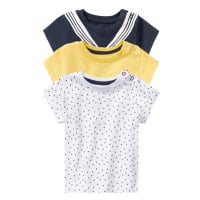lupilu® Dětské triko BIO, 3 kusy (bílá/žlutá/námořnická modrá)