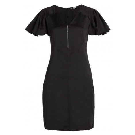Šaty karl lagerfeld pleated sleeve w/zip dress černá