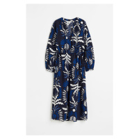H & M - Bavlněné šaty's vázačkou - modrá