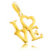 Přívěsek ze 14K žlutého zlata - nápis "LOVE" velkými písmeny, srdíčko jako písmeno O