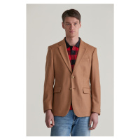 SAKO GANT SLIM WOOL FLANNEL CLUB BLAZER CARAMEL BEIGE