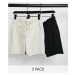 ASOS DESIGN jersey skinny shorts in black/beige 2 pack-Multi
