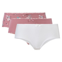 esmara® Dámské kalhotky s BIO bavlnou, 3 kusy (květiny / světle růžová / bílá)