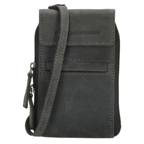 Hide & Stitches Idaho dámská kožená crossbody taška na mobil - černá