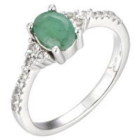 Brilio Silver Nádherný stříbrný prsten se smaragdem Precious Stone SRC0203U 50 mm