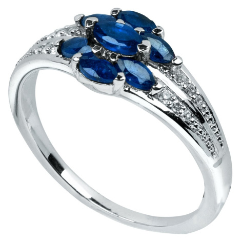 Stříbrný prsten s modrým Safírem z Brazílie a bílým Topazem Planet Shop
