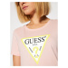 Guess GUESS dámské růžové bavlněné tričko ORGANIC COTTON T-SHIRT