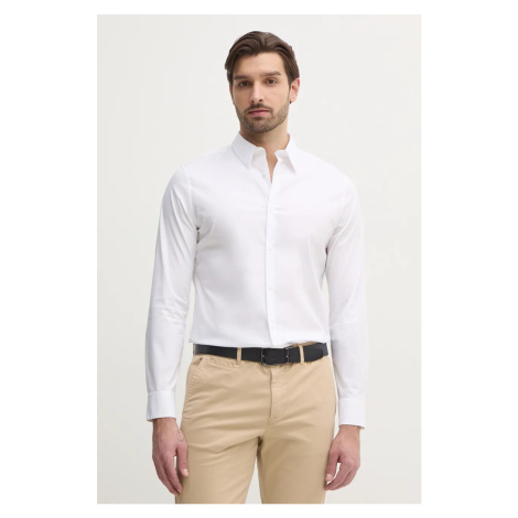 Košile Calvin Klein pánská, bílá barva, slim, s klasickým límcem, LV04LB145G