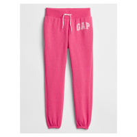 Růžové holčičí dětské tepláky GAP Logo fleece pants