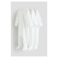 H & M - Pyžamový overal's krytými chodidly 3 kusy - bílá