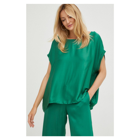 Halenka s hedvábím Answear Lab zelená barva