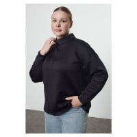 Trendyol Curve Navy Blue Stand-up Collar Wide Fit Plus Size Knitted Sweatshirt TBBSS24AO00000