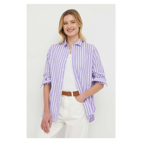 Bavlněná košile Polo Ralph Lauren fialová barva, relaxed, s klasickým límcem, 211910743