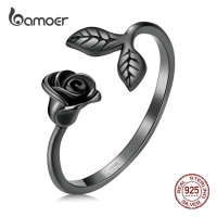 Stříbrný prsten černá růže LOAMOER