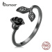 Stříbrný prsten černá růže LOAMOER