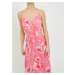 Růžové květované šaty na ramínka VILA Alberte