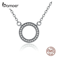 Stříbrný náhrdelník s přívěskem třpytivé kolečko PSN010 LOAMOER