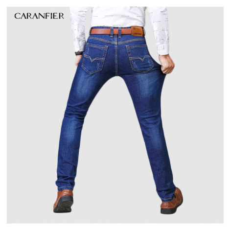 Elastické pánské džíny slim skinny s prošíváním CARANFLER