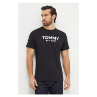 Bavlněné tričko Tommy Jeans černá barva, s potiskem