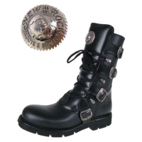 boty kožené dámské - Flat Classic Boot Black - NEW ROCK - M.1473-S1