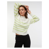 Zeleno-bílý dámský pruhovaný svetr s příměsí vlny ORSAY