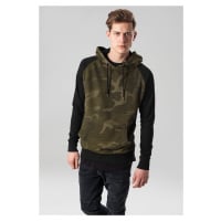 Camo Contrast Raglan Hoody olivový camo/blk