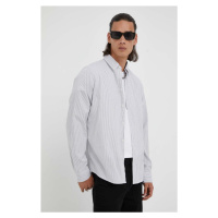 Košile Les Deux Kristian Stripe šedá barva, regular, s límečkem button-down