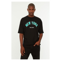 Trendyol Oversize / Wide-Fit Posádka Krátký rukáv New York Tištěné 1 bavlněné tričko