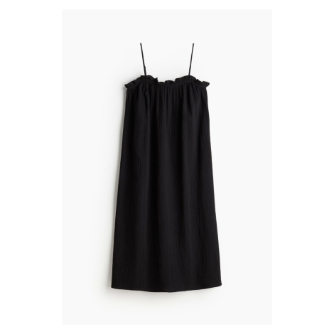 H & M - Bavlněné šaty's volánkovým lemem - černá H&M