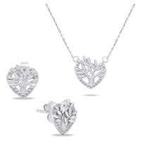 Brilio Silver Slušivý stříbrný set šperků Strom života SET236W (náhrdelník, náušnice)