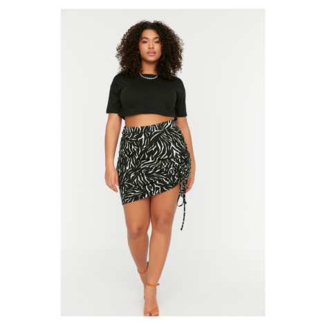 Trendyol Curve Multicolored Gathered Animal Pattern Knitted Skirt