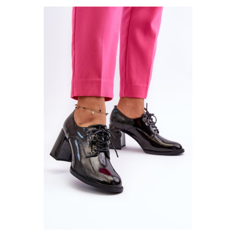 Černé dámské lakované boty na vysokém podpatku Nelione Kesi
