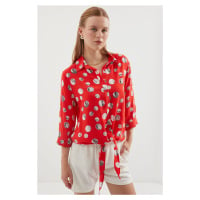 Bigdart 20243 Tie Front Patterned Shirt - Red