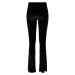 Ladies High Waist Velvet Boot Cut Leggings - black