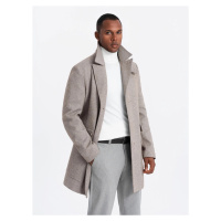 Ombre Single-breasted patterned men's coat with pockets - ash