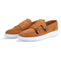Ducavelli Airy Genuine Leather and Suede Men's Casual Shoes, Suede Loafers, Summer Shoes Tan.