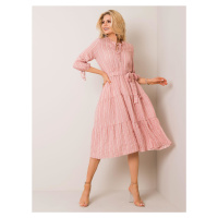 Dámské růžové šaty s páskem -light pink Pudrová