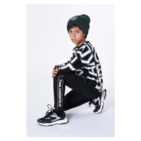 Dětská mikina Karl Lagerfeld černá barva, vzorovaná