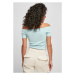 Ladies Off Shoulder Rib Tee - seablue